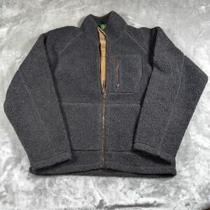 Cabelas Sherpa Fleece Jacket Mens Large Gray Full Zip Outdoors Hiking Camping